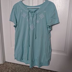 Light Blue Embroidered Shirt